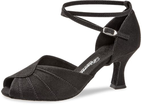 Diamant Damen Tanzschuhe 027-060-040 - Nubuk Schwarz - 6,5 cm Latino - Rauledersohle - Made in Germany
