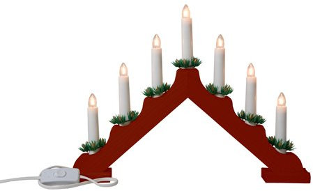 Snow White Christmas Candle Bridge with 7 Candle Lights, Red