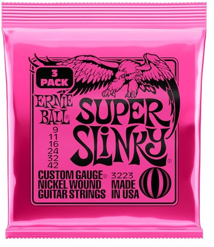 Ernie Ball Super Slinky Nickel Wound Electric Guitar Strings 3 Pack - 9-42 Gauge