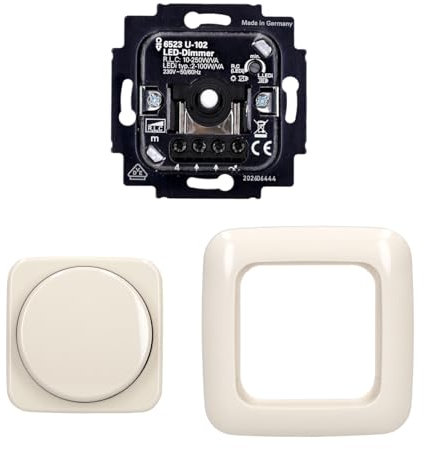 Komplett-Set BUSCH-JAEGER, LED-Drehdimmer -cremeweiß/elektroweiß- -Duro 2000-