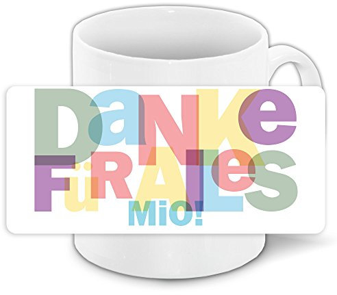 Tasse mit Namen Mio und Motiv „ Danke für alles “
