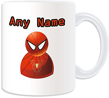 Regalo personalizado – taza Spiderman grande (Icon tema de diseño, color blanco) – cualquier nombre/mensaje en su único – Hero