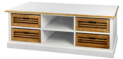 SAM Lowboard II 453 Paris aus weiß lackiertem Paulowniaholz im Landhausstil, teilmassiv, viel Stauraum