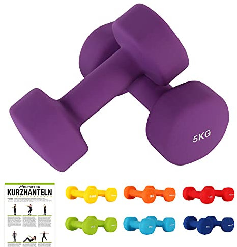 MSPORTS Hanteln Set Premium 0,5-5 kg Kurzhanteln Paar inkl. Übungsposter und Workout App - Calisthenics Equipment | 5 kg - Hantelset
