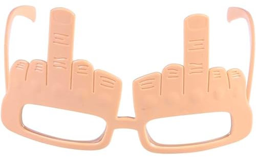 P'TIT CLOWN - Lunettes Drôles - Humour - Nez et Moustache, Doigt d'honneur, Gros Yeux Mobiles - Adulte - Unisexe - Déguisement Carnaval, Halloween, Fête Costumée (Lunettes doigt d'honneur)