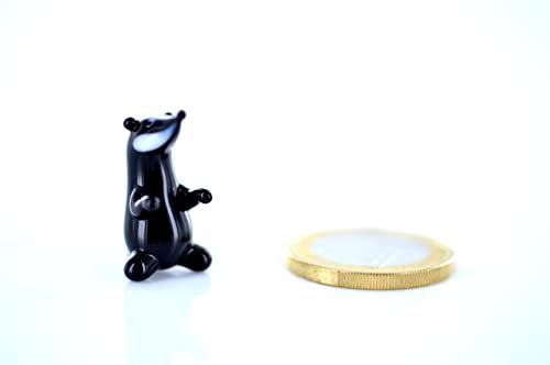 Dachs Mini - Miniatur Figur aus Glas Schwarz Weiß - Glasfigur Glastier Deko Setzkasten Vitrine