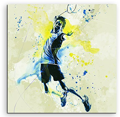 Paul Sinus Art Badminton 60x60cm SPORTBILDER Splash Art Wandbild Aquarell Art