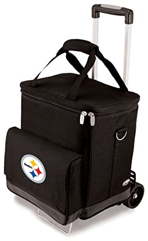 PICNIC TIME NFL Pittsburgh Steelers Insulated Cellar 6-Bottle Wine Carrier & Cooler Tote with Trolley