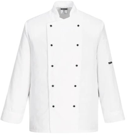 Kent Kochjacke kurzärmelig abnehmbare Knöpfe Küche Catering Arbeitsbekleidung C734 - weiß, Large - L EU / UK