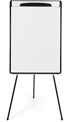 Bi-Office Dreibein Flipchart Design, Schwarz mit ausziehbaren Armen, magnetische und trocken abwischbare Oberfläche, mit Stifteablage