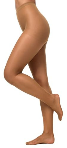 Nur Die Damen Seidenfein 15 DEN Feinstrumpfhose transparent seidig glänzende Optik Komfortbund Strumpfhose Damen Strumpfhosen bronze M