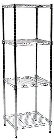 Zastion Apollo Hardware - Scaffale cromato a 4 ripiani, in filo metallico, 35,6 x 38,1 x 121,9 cm