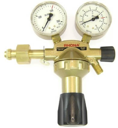 Rhöna Flaschendruckminderer Argon/Co2 bis 200 bar Eingangsdruck, Arb.-Manom.10/16 bar, Ausg. 1/4?