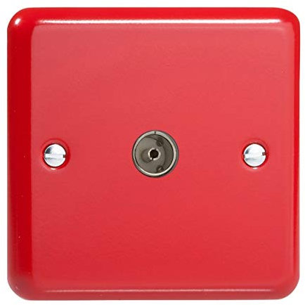 Varilight 1-Gang TV Socket, Co-Axial Pillar Box Red