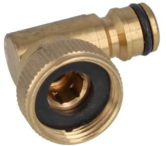 tecuro Conector de Grifo en ángulo con Acoplamiento y Rosca Interior de 3/4 Pulgadas, Giratorio 360 Grados, latón Desnudo