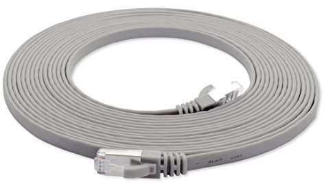 10m - CAT7 cable de red plano gris - 1 pieza 10 Gbit/s Cables de red Gigabit LAN piso flaco cable Patch compatible con compatible con CAT5 CAT6 CAT7 CAT8 Cat8 cinta Lan cable