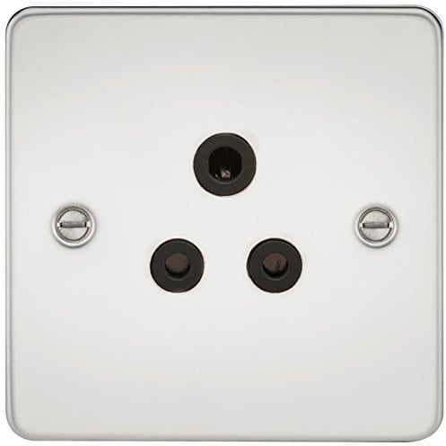 Knightsbridge FP5APC FP5A FPAV5APC Flat Plate 5A Unswitched Socket-Polished Chrome, 230 V, Black Insert