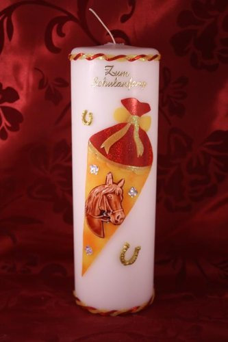 Geschenk Schulanfang Kerze mit Namen SA-20 in verschiedenen Farben