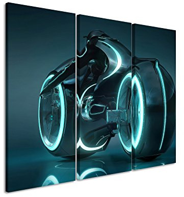 Leinwandbild 3 teilig Tron_Legacy_Ryder_3x90x40cm (Gesamt 120x90cm) _Ausführung schöner Kunstdruck auf echter Leinwand als Wandbild auf Keilrahmen