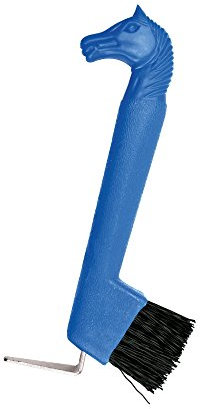 Hufkratzer mit Bürste, Pferdefopf, blau
