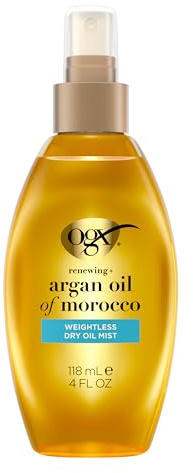 OGX Renewing + Argan Oil of Morocco Weightless Healing Dry Oil Spray, Argan Oil for Hair Care, Lightweight Mist for Split Ends, Frizz Control & Shine, Paraben & Sulfated-Surfactants Free, 4 fl oz