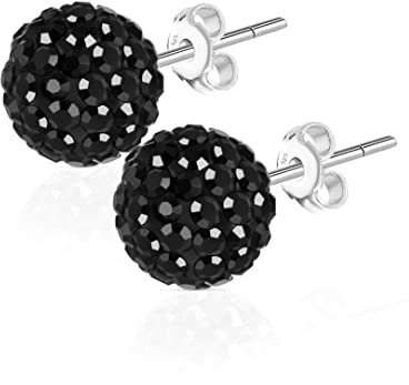 Andante-Stones 925 Sterling Silber Kristall Ohrstecker (schwarz)