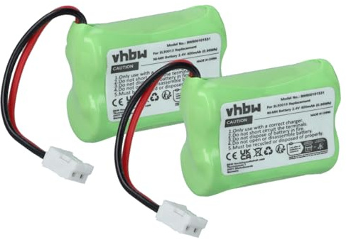 vhbw 2X Akku kompatibel mit Audioline DECT 7500 | 7500 Micro, 7501, 7800, 7800B, 7801 schnurlos Festnetz Telefon (400mAh, 2,4V, NiMH)