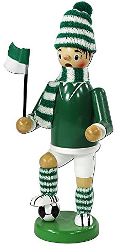 Dekohelden24 Räuchermann als Fussballer mit grün/weissem Outfit, ca. 20 cm