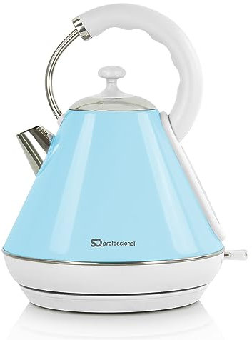 SQ Professional Dainty Legacy Stainless Steel Cordless Electric Kettle Portable kettle with Heat Resistant Handle Auto Shut-Off & Fast Boil LED Light Indicator 1.8L | 2200W (Skyline)