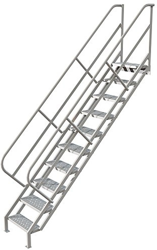 Tri-Arc WISS110246 10-Step Industrial Access Stairway Ladder with Perforated Tread