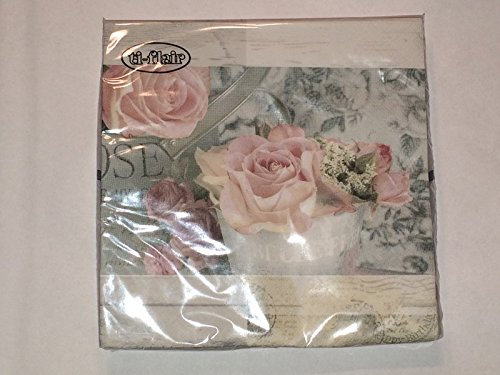 20 Servietten, Rosen, Vintage-Style, Belle fleurs de Paris, rosé 340211