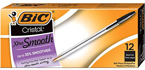 Cristal Xtra suave stick bolígrafo, tinta negra, media, docena, se vende como 12 cada