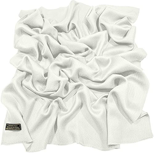 CJ Apparel Weiß Normallack Design Nepalesischer Fransenschal Schal Stola Wrap Pashmina NEU