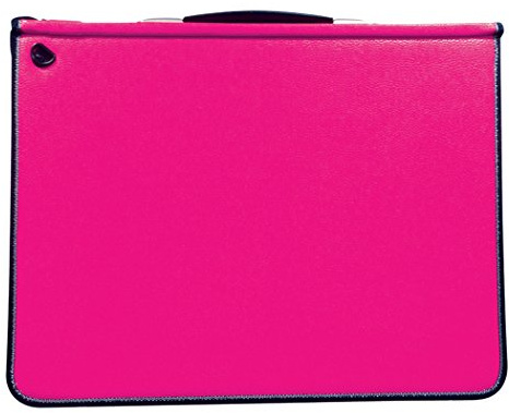 A4 Pink Padded Professional Leather-Look Ringed Portfolio – Stylish & Durable Presentation Case with Zip Closure & Binder Rings for Documents & Artwork