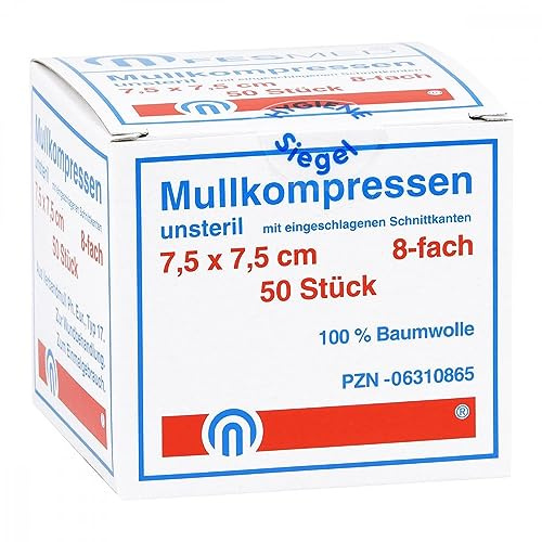 MULLKOMPRESSEN ES 7,5x7,5 cm unsteril 8fach 50 St
