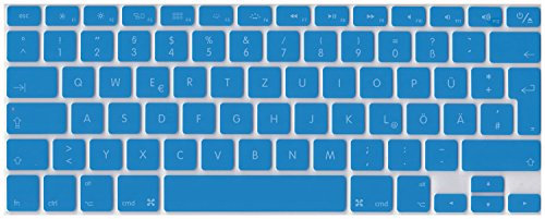 Deutsche QWERTZ ISO Silikon Abdeckung für MacBook, Air & Pro Tastatur, EU-Enter - BLAU