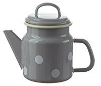 Münder de esmalte – Tetera – Gris con Lunares Blancos – 12 x H17 cm – 1 l