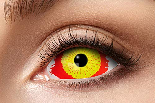 Zoelibat Eyecatcher 84091541.s17 - Farbige Sclera Kontaktlinsen, 1 Paar, für 6 Monate, Rot, Gelb, Karneval, Fasching, Halloween