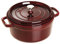 STAUB Gusseisen Bräter/Cocotte, Rund 24 cm, 3,7 L, Aromaregen Funktion für optimale Befeuchtung, Für alle Herdarten inkl. Induktion & Backofen, Grenadine