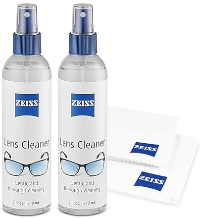 ZEISS Lens Care Pack – 2x 8oz Streak-Free Lens Spray and Microfiber Cloths for Eyeglasses and Optics