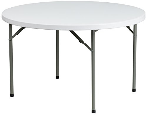 Flash Furniture Elon Zusammenklappbarer Veranstaltungstisch aus Kunststoff, rund, für alle Anlässe, faltbar, tragbar, für Veranstaltungen im Innen- und Außenbereich, 1,2 m, Weiß