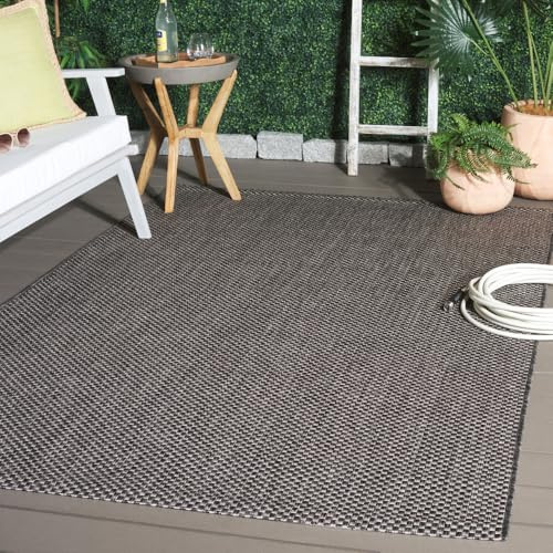 SAFAVIEH Courtyard Outdoor Area Rug 6'7x9'6, Black & Beige CY8521-36621