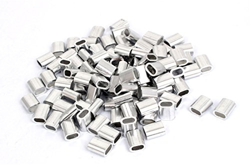 sourcing map 100 Stk M4 Oval Aluminium Hülsen Klemmen für 4mm Draht Seil | Swage Clip