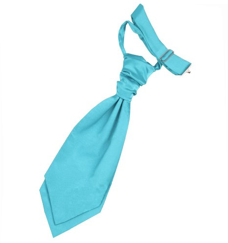 DQT Boys Plain Satin Pre-Tied Scrunchie Cravat - Wedding Pageboy Formal - Robins Egg Blue
