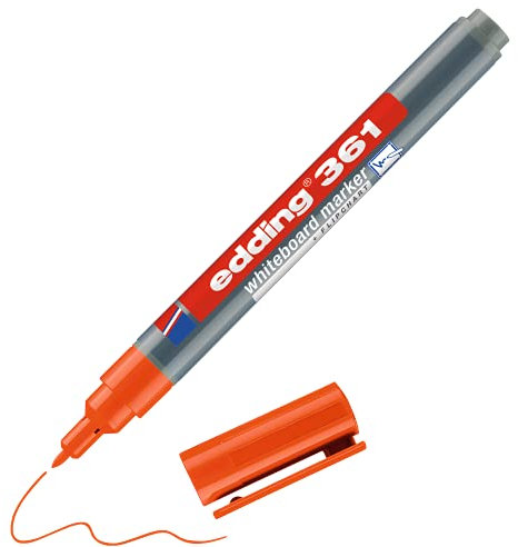 edding 361 Whiteboardmarker - orange - 1 Whiteboard Stift - Rundspitze 1 mm - Boardmarker abwischbar - für Whiteboard, Flipchart, Magnettafel, Pinnwand, Memoboard - Sketchnotes