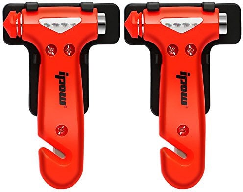 IPOW [ 2Pcs Marteaux de Secours avec Brise-Vitre et Coupe-Ceinture pour Voiture-Petit