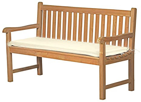 Bankauflage Bankkissen Bankpolster Gartenbankauflage Polsterauflage Sitzauflage Sitzkissen Gartenbank 100 x 47 cm altweiß beige Creme hochwertig Made in Germany