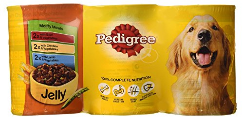 Pedigree Adult Dog Wet Food Can, Meaty Meals in Jelly, 6x400g
