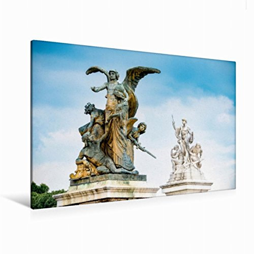 Premium Textil-Leinwand 120 x 80 cm Quer-Format Statue am Vittoriano in Rom | Wandbild, HD-Bild auf Keilrahmen, Fertigbild auf hochwertigem Vlies, Leinwanddruck von Carmen Steiner und Matthias Kontrad