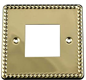 ElekTek Polished Brass Georgian Rope Double Light Switch Metal Cover Plate Conversion - No Wiring or Switch Removal Necessary
